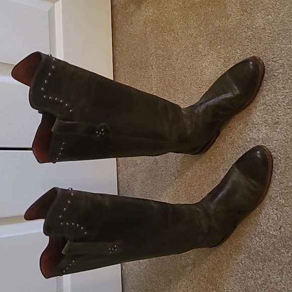 Lucchese Tan Leather Over the Knee Riding Boots Size 9 B w/ Box - Picture 3 of 15